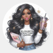 Chic Crafting Queen Ronde Sticker (Voorkant)
