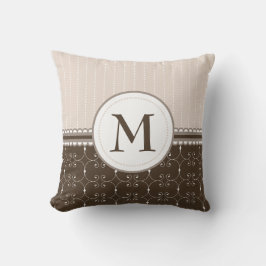 Chic Cream Beige Brown Custom Monogram Patroon Kussen