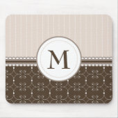 Chic Cream Beige Brown Custom Monogram Patroon Muismat (Voorkant)