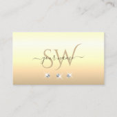 Chic Cream Beige Ombre Initialen voor mousserende  Visitekaartje (Voorkant)