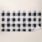 Chic Cream Black Plaid Kerstmis Strandlaken (Voorkant)