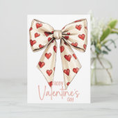 Chic Cream Bow Happy Valentines Day Feestdagenkaart (Staand voorkant)
