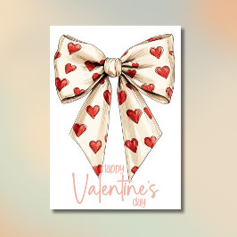 Chic Cream Bow Happy Valentines Day Feestdagenkaart