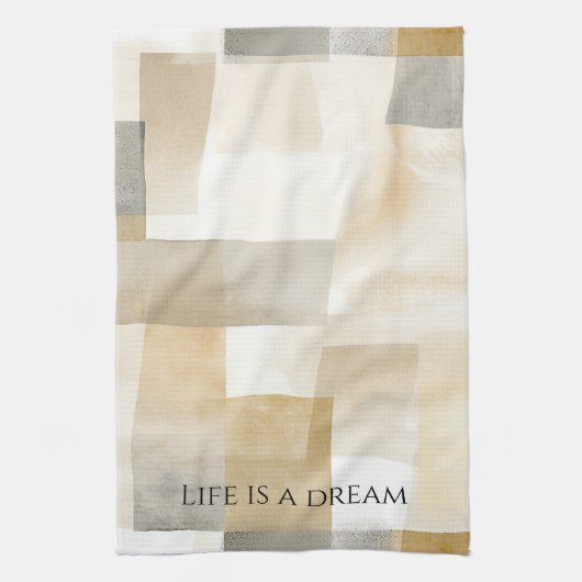 Chic Cream Brown Abstract Theedoek (Verticaal)
