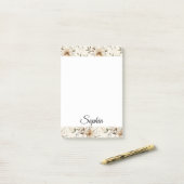 Chic Cream Brown Flowers Post-it® Notes (Op bureau)