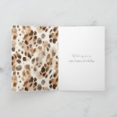Chic Cream Brown Leopard Animal Pink Birthday Kaart (Binnen)