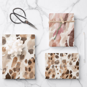 Chic Cream Brown Leopard Animal Print Verjaardag Inpakpapier Vel