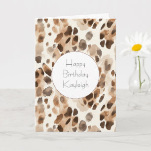 Chic Cream Brown Leopard Animal Print Verjaardag Kaart