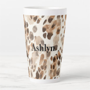 Chic Cream Brown Leopard Animal Print Verjaardag Latte Mok