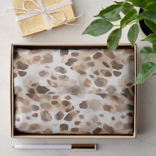 Chic Cream Brown Leopard Animal Print Verjaardag Tissuepapier (Geschenk)