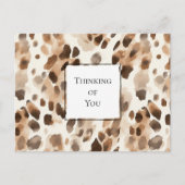 Chic Cream Brown Leopard Print Denken aan jou Briefkaart (Voorkant)