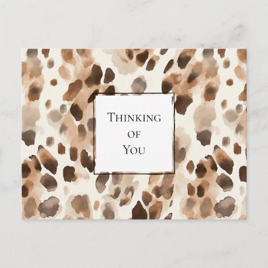 Chic Cream Brown Leopard Print Denken aan jou Briefkaart (Voorkant)