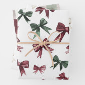 Chic Cream Brown Stripes Kerst Rode Ornamenten Inpakpapier Vel (In situ)