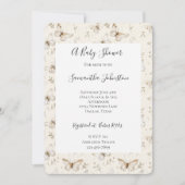 Chic Cream Butterflies Baby shower Kaart (Voorkant)
