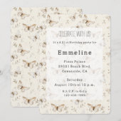Chic Cream Butterflies Birthday Kaart (Voorkant / Achterkant)