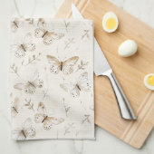 Chic Cream Butterflies Theedoek (Quarter Fold)