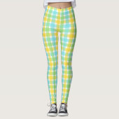 Chic Cream en Green Check Pattern Leggings (Voorkant)