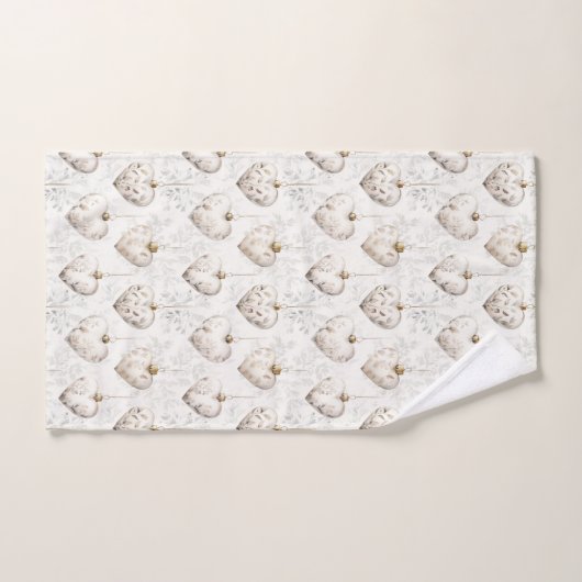 Chic Cream Grey Hearts Ornaments   Bad Handdoek (Handdoek)