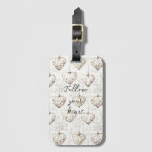 Chic Cream Grey Hearts Ornaments Bagagelabel (Voorkant (verticaal))