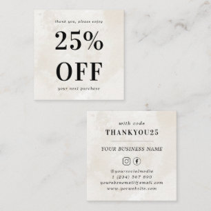 Chic Cream Marble Bold Typography Small Business Kortingskaartje