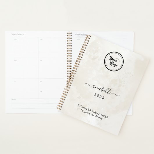 Chic Cream Marmer Naam jaar Aangepaste zakelijke L Planner (Display)