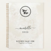 Chic Cream Marmer Naam jaar Aangepaste zakelijke L Planner (Voorkant)