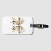 Chic Cream Silver Glam Bow Love Bagagelabel (Voorkant (horizontaal))