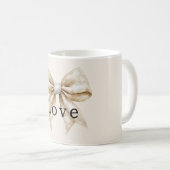 Chic Cream Silver Glam Bow Love Koffiemok (Voorkant rechts)