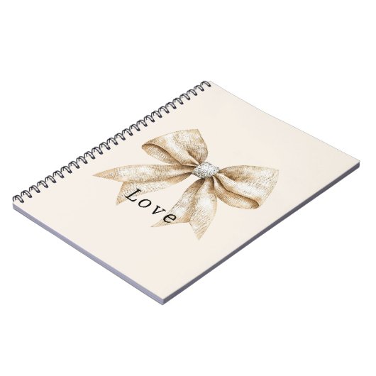 Chic Cream Silver Glam Bow Love Notitieboek (Linkerzijde)