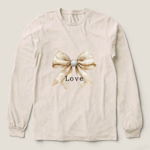 Chic Cream Silver Glam Bow Love Tri-Blend Shirt