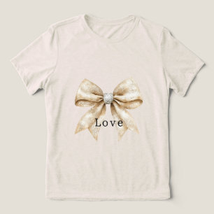 Chic Cream Silver Glam Bow Love Tri-Blend Shirt