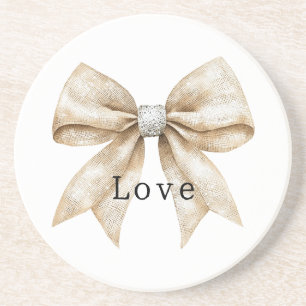 Chic Cream Silver Glam Bow Love Zandsteen Onderzetter