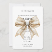 Chic Cream Silver Glam Bow Verjaardag Kaart (Voorkant)