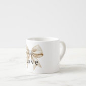 Chic Cream White Silver Glam Bow Love Espresso Kop (Voorkant rechts)