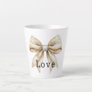 Chic Cream White Silver Glam Bow Love Latte Mok