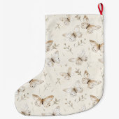 Chic Cream Witte Bruine Vlinders Kerstmis Grote Kerstsok (Achterkant)