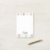 Chic Crème Bruine Strepen Post-it® Notes (Op bureau)