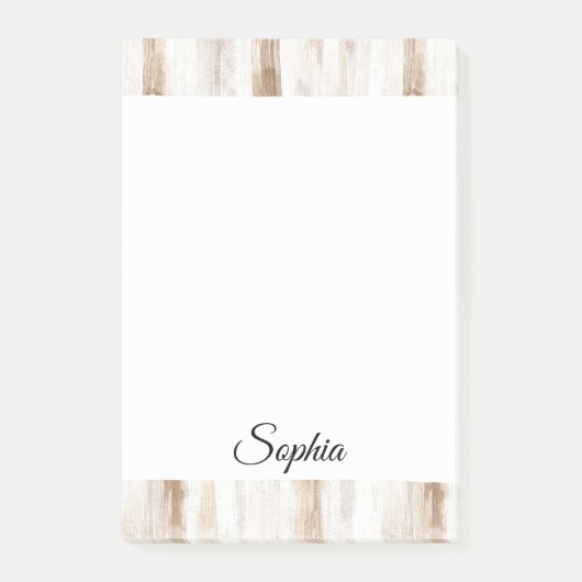 Chic Crème Bruine Strepen Post-it® Notes (Voorkant)