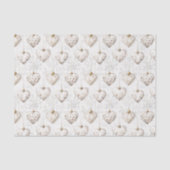 Chic Crème Grijs Hart Ornament Bruiloft Tissuepapier (Voorkant)