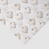 Chic Crème Grijs Hart Ornament Bruiloft Tissuepapier (Detail)