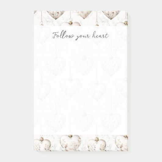 Chic Crème Grijs Harten Ornamenten Post-it® Notes (Voorkant)