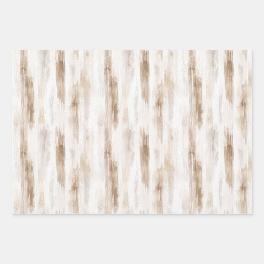 Chic Crème Wit Bruine Strepen Bruidsboeket Inpakpapier Vel (Voorkant)