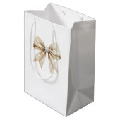 Chic Crème Zilver Glam Strik Bruiloft Medium Cadeauzakje (Achterkant Gekanteld)