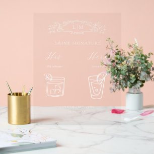 Chic crête botanique Signature Boisson mariage Sig