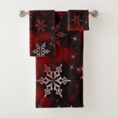 Chic Crimson Red Snowflake Motif Bad Handdoek (Insitu)