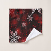 Chic Crimson Red Snowflake Motif Bad Handdoek (Wasdoekje)