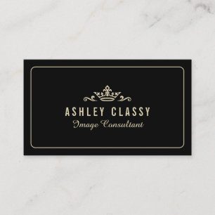 Chic Crown Logo Custom Dark Color Elegant Visitekaartje