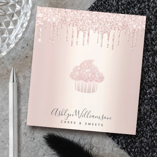 Chic Cupcake Chef Bakery Roos Gold Glitter Drivers Notitieblok