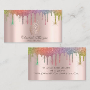 Chic Cupcake Regenboog Drips Bakkerij Visitekaartje