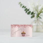Chic Cupcakes Cherry Rose Gold Drips Visitekaartje (Staand voorkant)